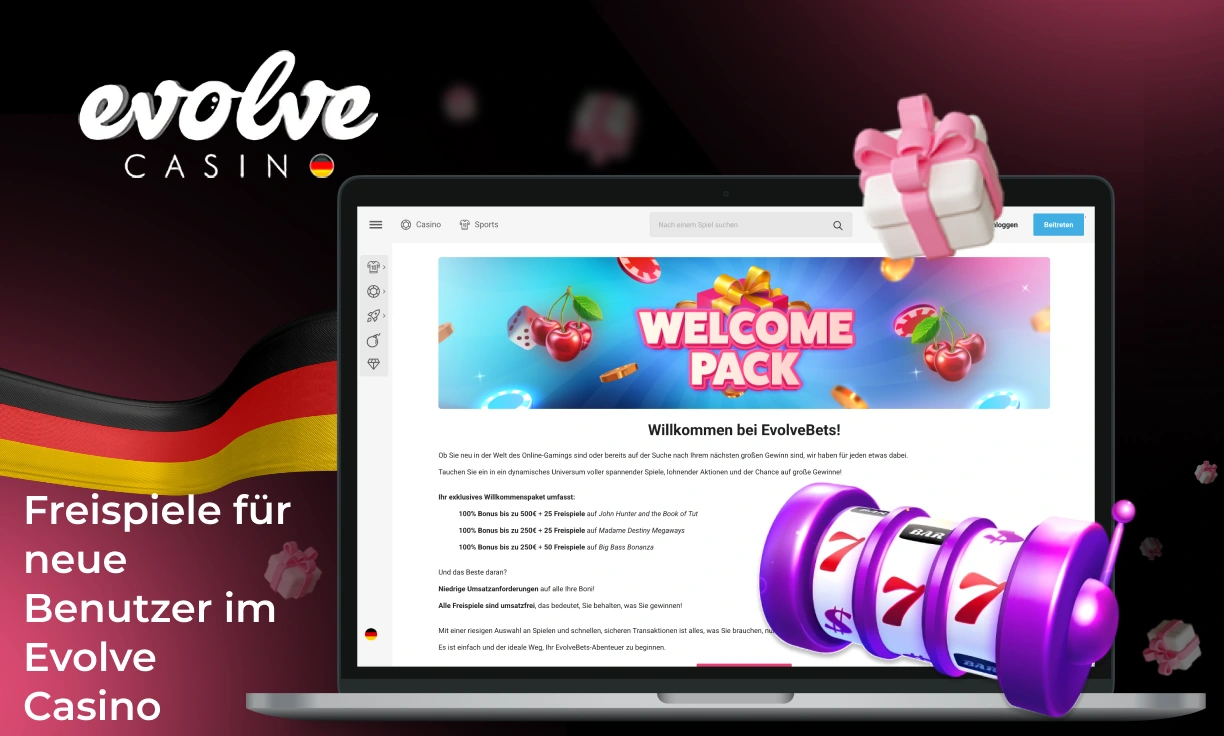 Übersicht der Freispiele für neue Evolve Casino-Kunden